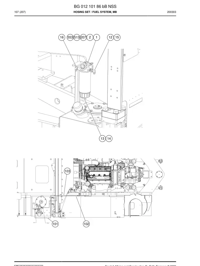 BG01210186c BG 012 101 86c Hosing Set - Sandvik Technical Drawing