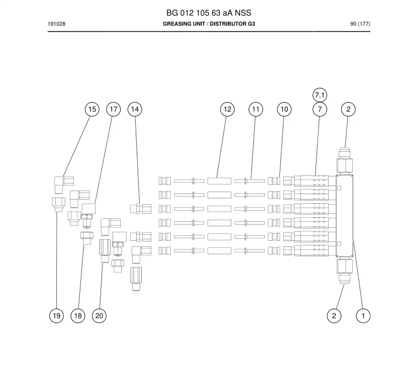 BG01210563a BG 012 105 63a Greasing Unit - Sandvik Technical Drawing