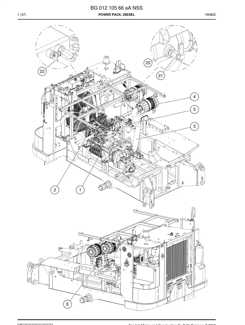 BG01210566a BG 012 105 66a Power Pack, Diesel - Sandvik Technical Drawing