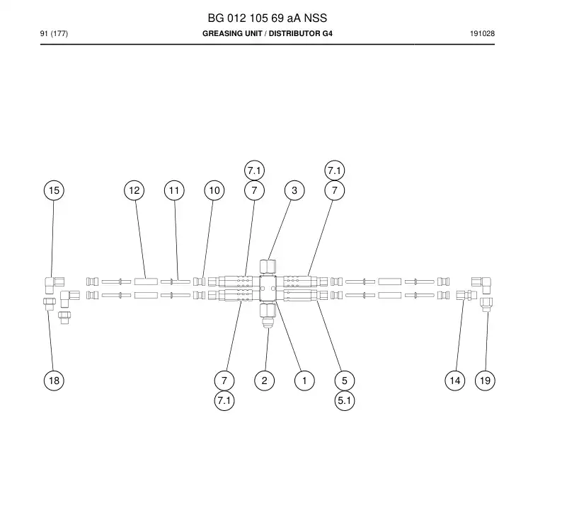 BG01210569a BG 012 105 69a Greasing Unit - Sandvik Technical Drawing