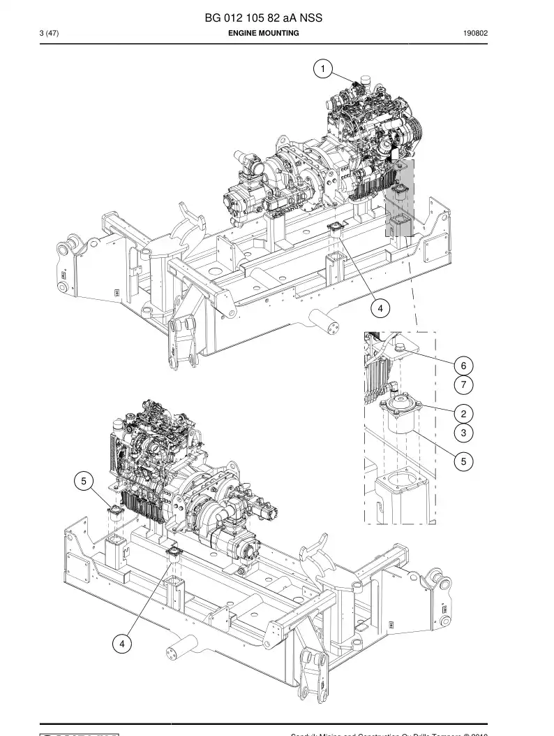 BG01210582a BG 012 105 82a Engine mounting - Sandvik Technical Drawing