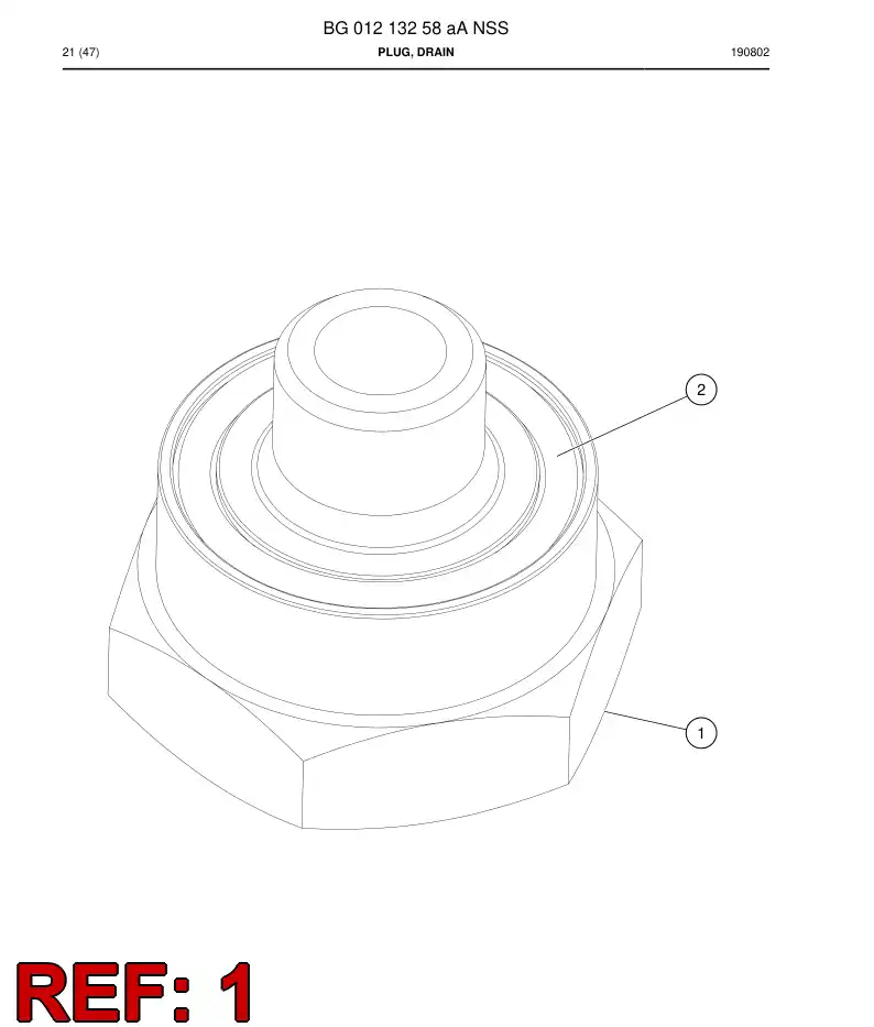 BG01210640a BG 012 106 40a Plug, Drain - Sandvik Technical Drawing