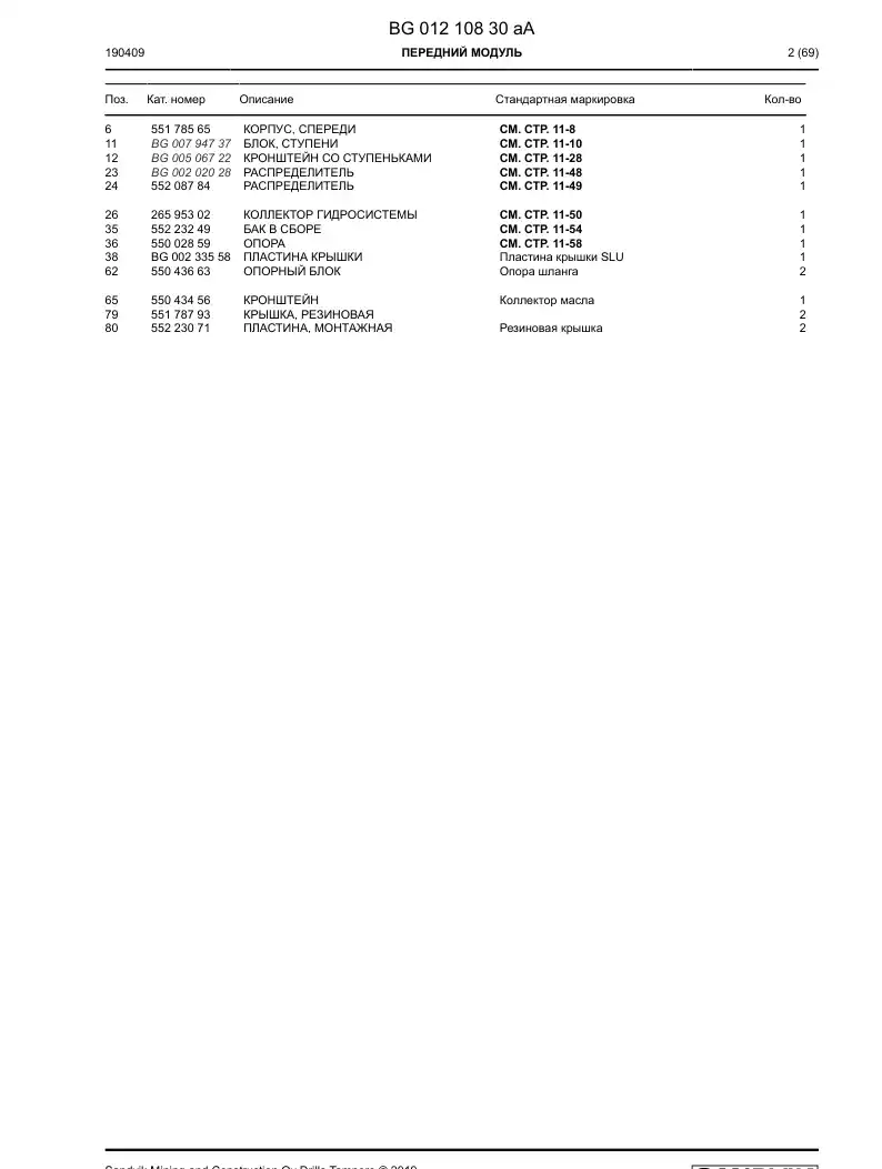 BG01210830a BG 012 108 30a Front module - Sandvik Technical Drawing