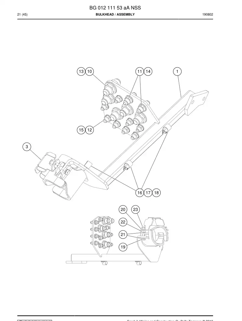 BG01211153a BG 012 111 53a Bulkhead - Sandvik Technical Drawing