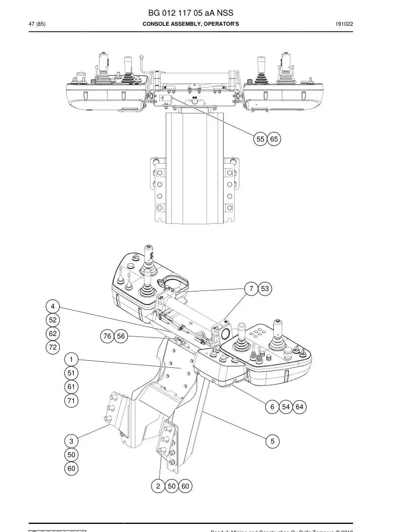 BG01211705a BG 012 117 05a ASSEMBLY DO CONSOLE, OPERADORES - Sandvik Technical Drawing