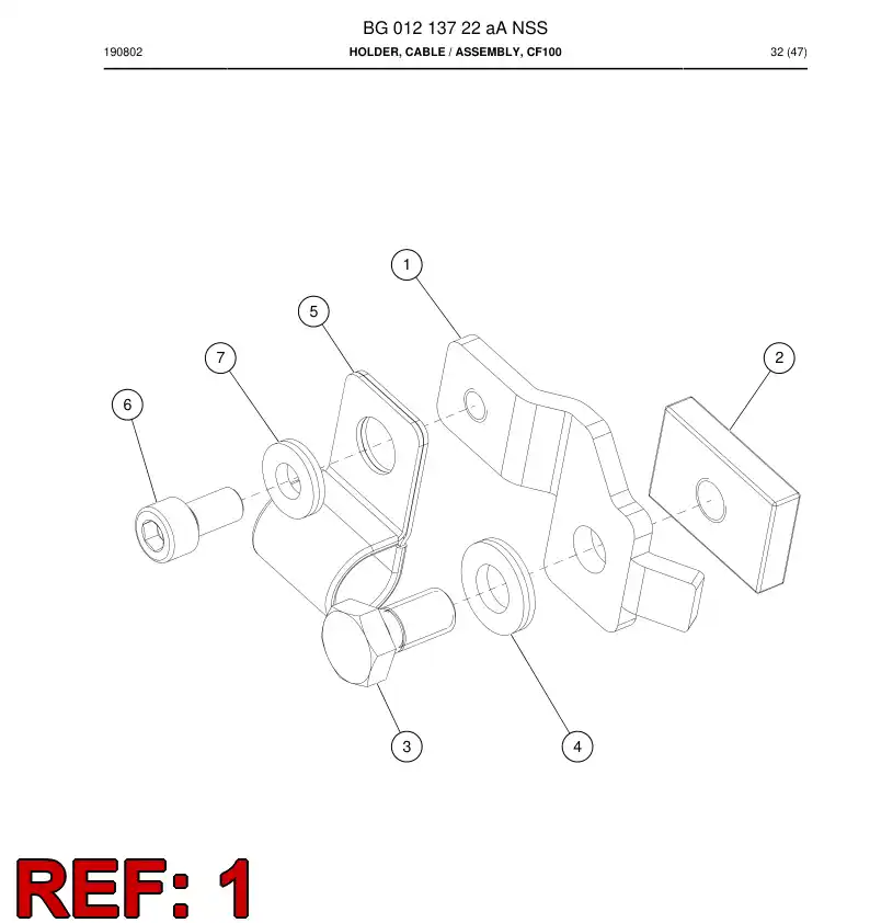 BG01212347a BG 012 123 47a Holder, Cable - Sandvik Technical Drawing