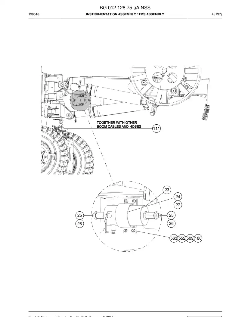 BG01212875a BG 012 128 75a Instrumentation Assembly - Sandvik Technical Drawing