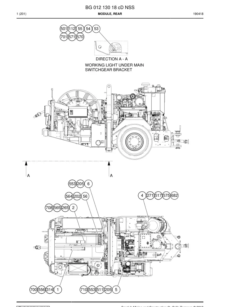 BG01213018c BG 012 130 18c Module, Rear - Sandvik Technical Drawing