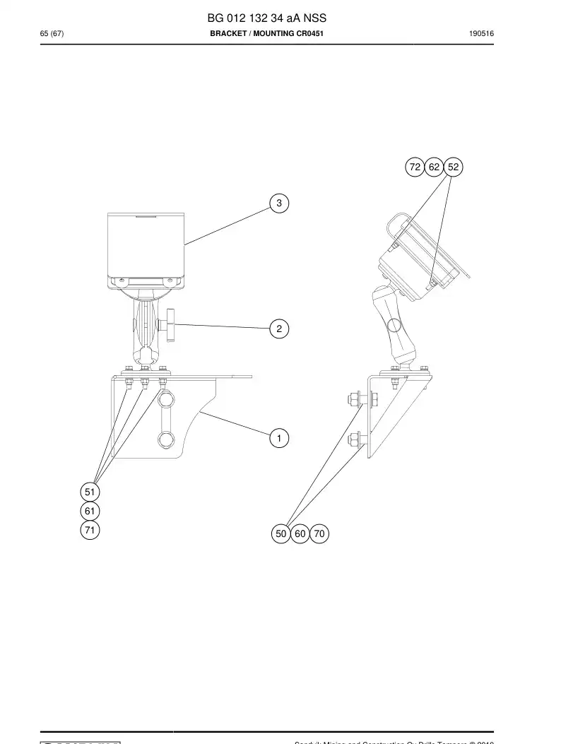 BG01213234a BG 012 132 34a Bracket - Sandvik Technical Drawing