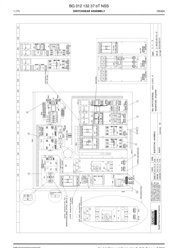 BG01213237b BG 012 132 37b Switchgear Assembly - Sandvik Technical Drawing