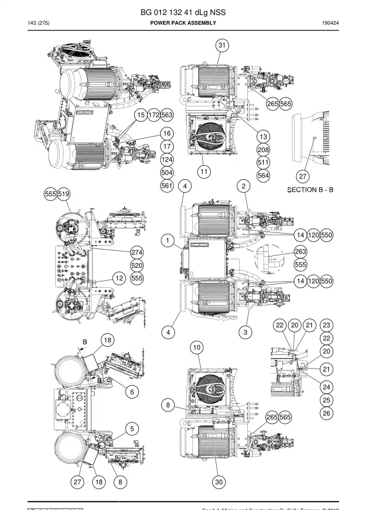 BG01213241d BG 012 132 41d Power Pack Assembly - Sandvik Technical Drawing