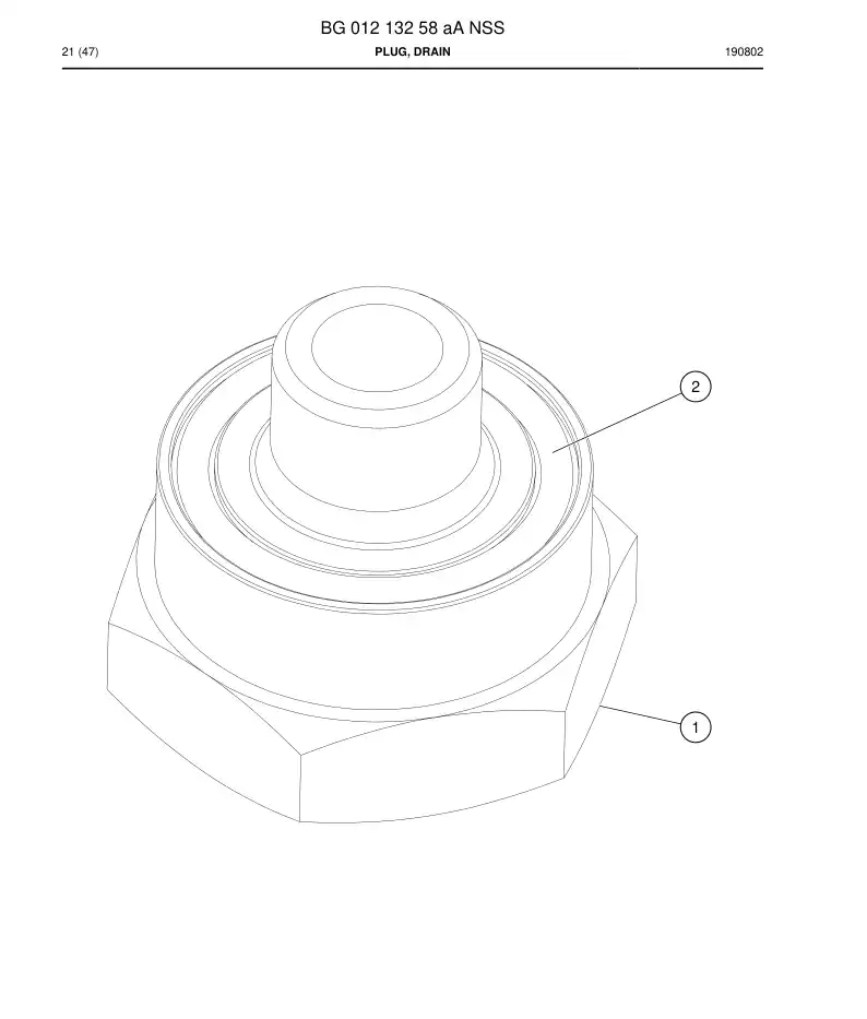 BG01213258a BG 012 132 58a Plug, Drain - Sandvik Technical Drawing