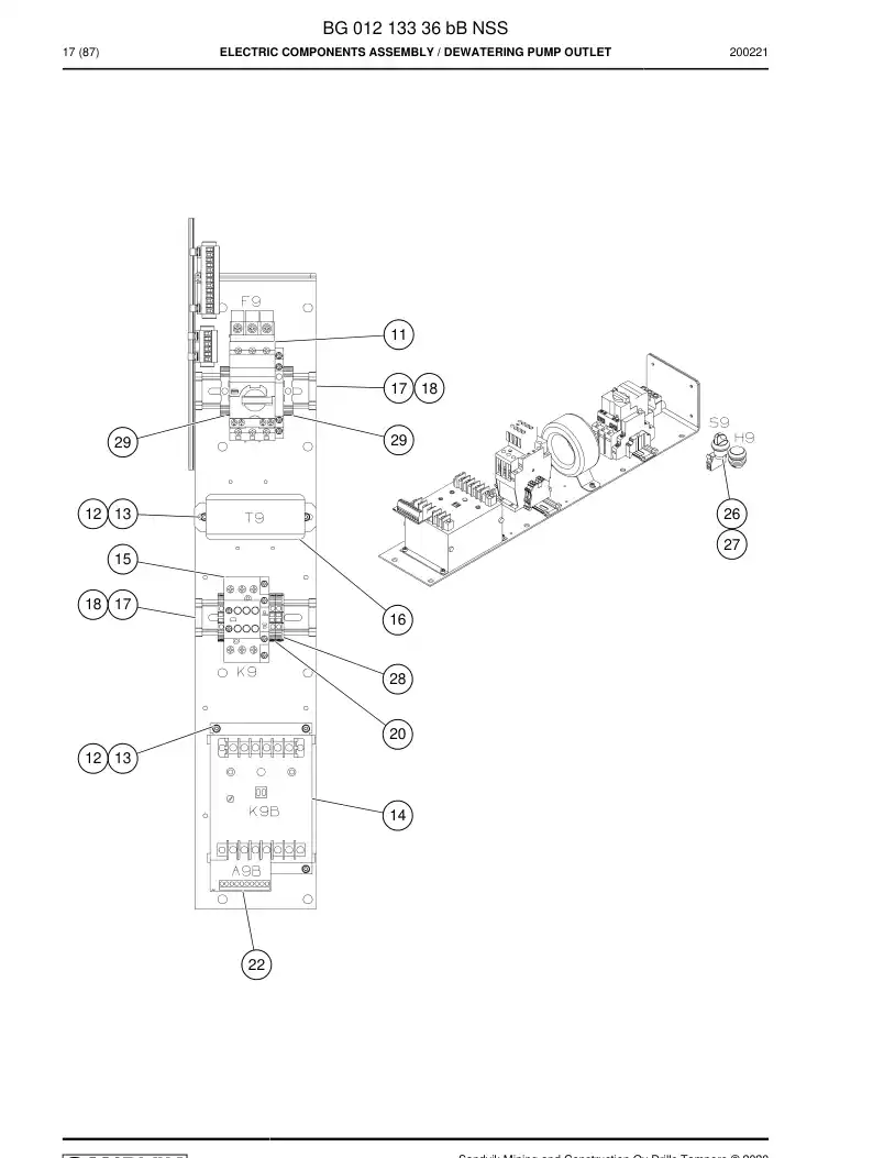 BG01213336b BG 012 133 36b Electric Components Assembly - Sandvik Technical Drawing