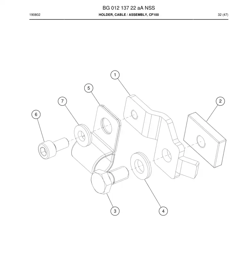 BG01213722a BG 012 137 22a Holder, Cable - Sandvik Technical Drawing