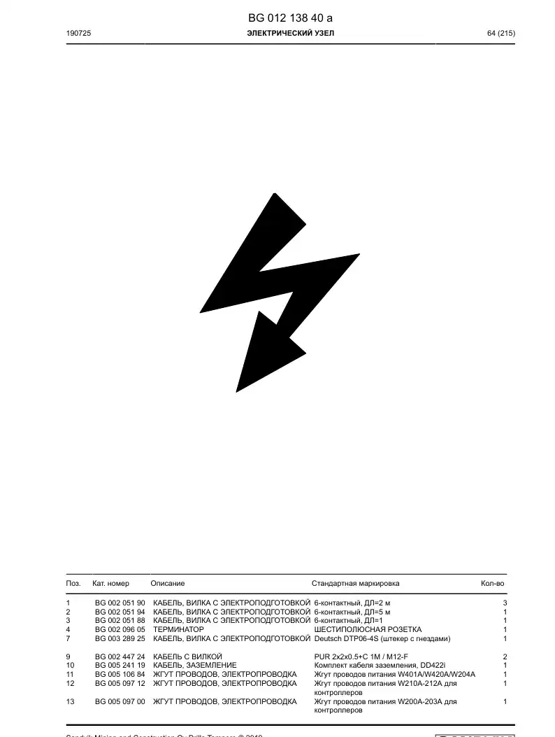 BG01213840a BG 012 138 40a Electrical Assembly - Sandvik Technical Drawing