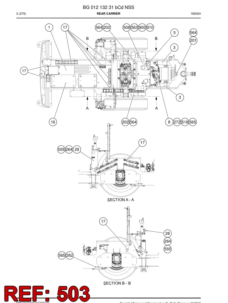 BG01215326a BG 012 153 26a Electrical Assembly - Sandvik Technical Drawing