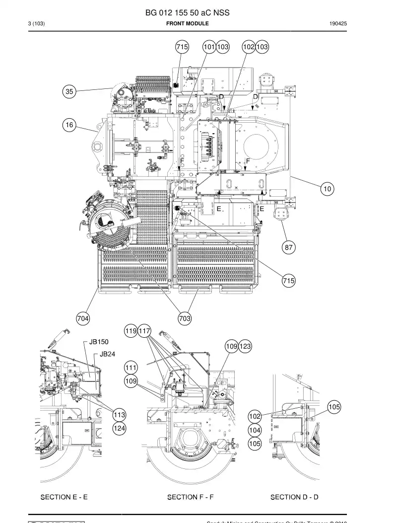 BG01215550a BG 012 155 50a Front module - Sandvik Technical Drawing