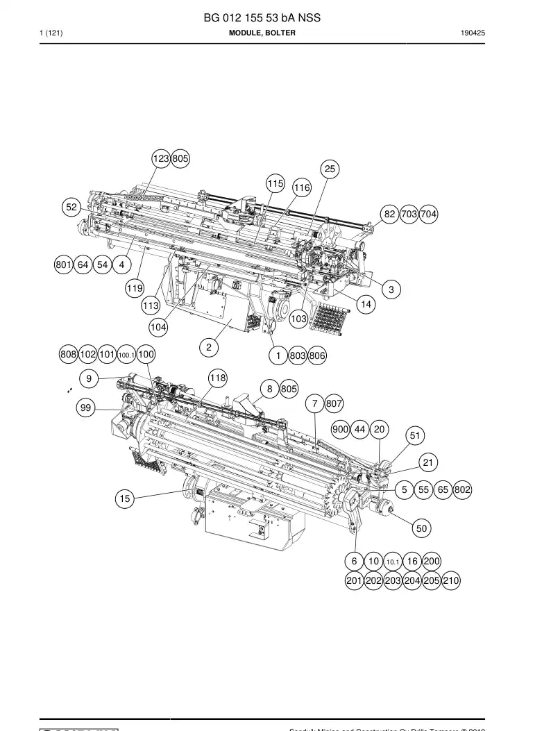 BG01215553b BG 012 155 53b Module, Bolter - Sandvik Technical Drawing