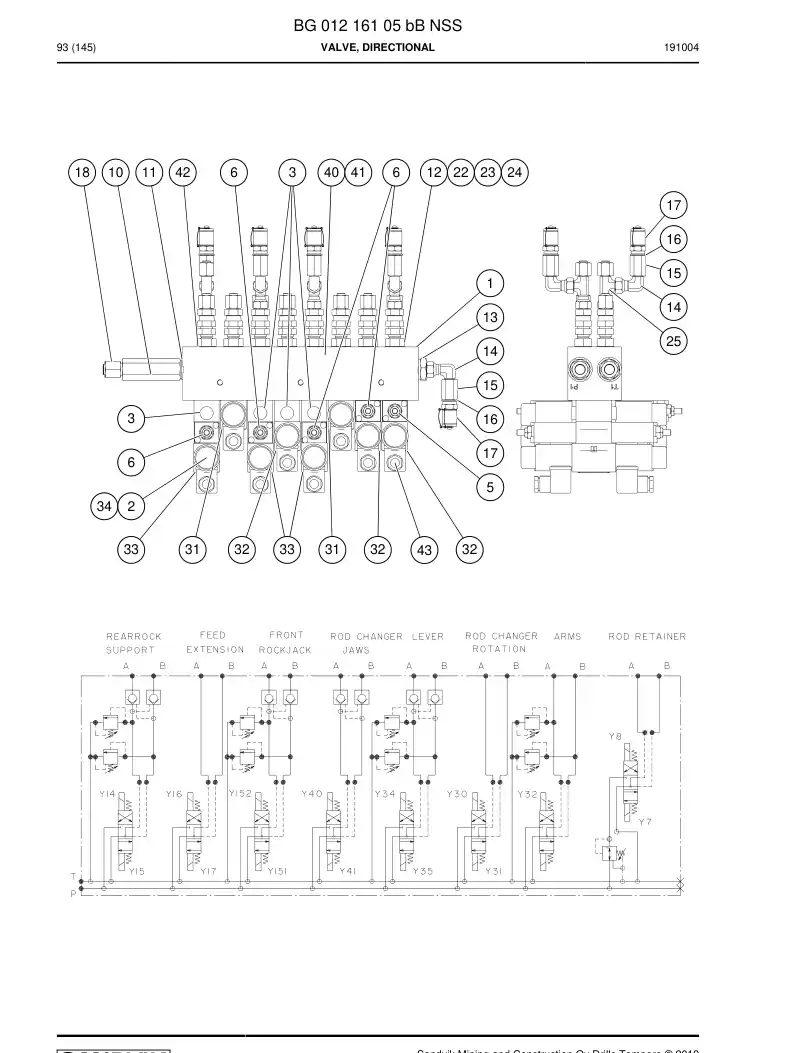 BG01216105b BG 012 161 05b Valve, Directional - Sandvik Technical Drawing