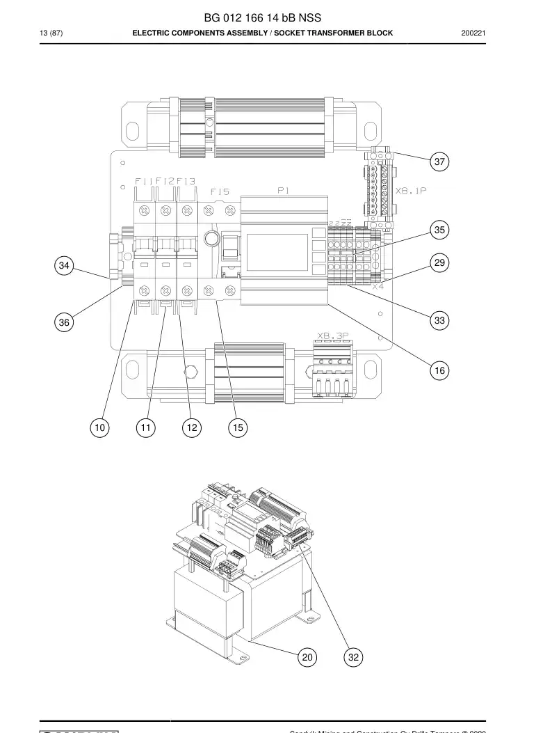 BG01216614b BG 012 166 14b Electric Components Assembly - Sandvik Technical Drawing