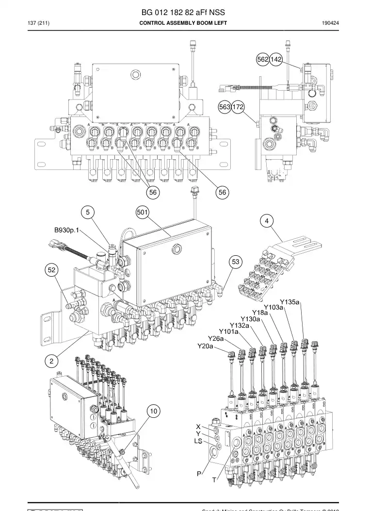 BG01218282a BG 012 182 82a Control Assembly Boom left - Sandvik Technical Drawing