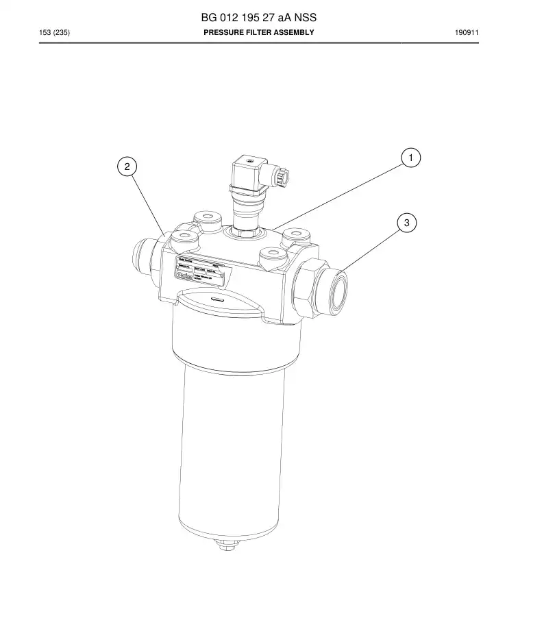 BG01219527a BG 012 195 27a Pressure Filter Assembly - Sandvik Technical Drawing