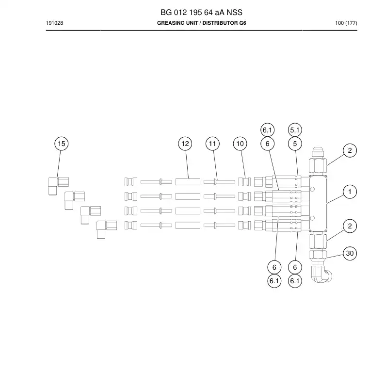 BG01219564a BG 012 195 64a Greasing Unit - Sandvik Technical Drawing