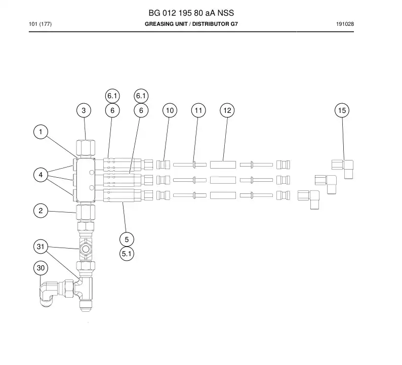 BG01219580a BG 012 195 80a Greasing Unit - Sandvik Technical Drawing