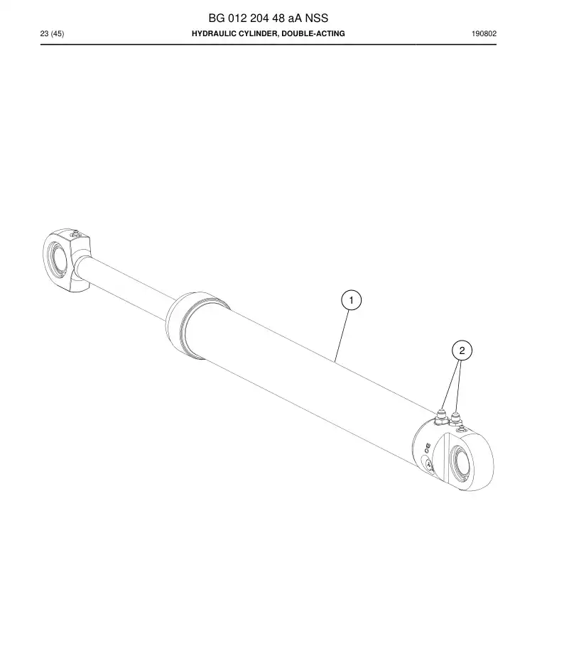 BG01220448a BG 012 204 48a Hydraulic Cylinder, Double-acting - Sandvik Technical Drawing