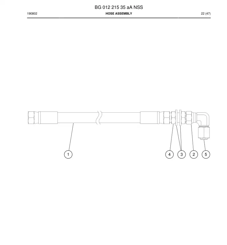 BG01221535a BG 012 215 35a Hose Assembly - Sandvik Technical Drawing