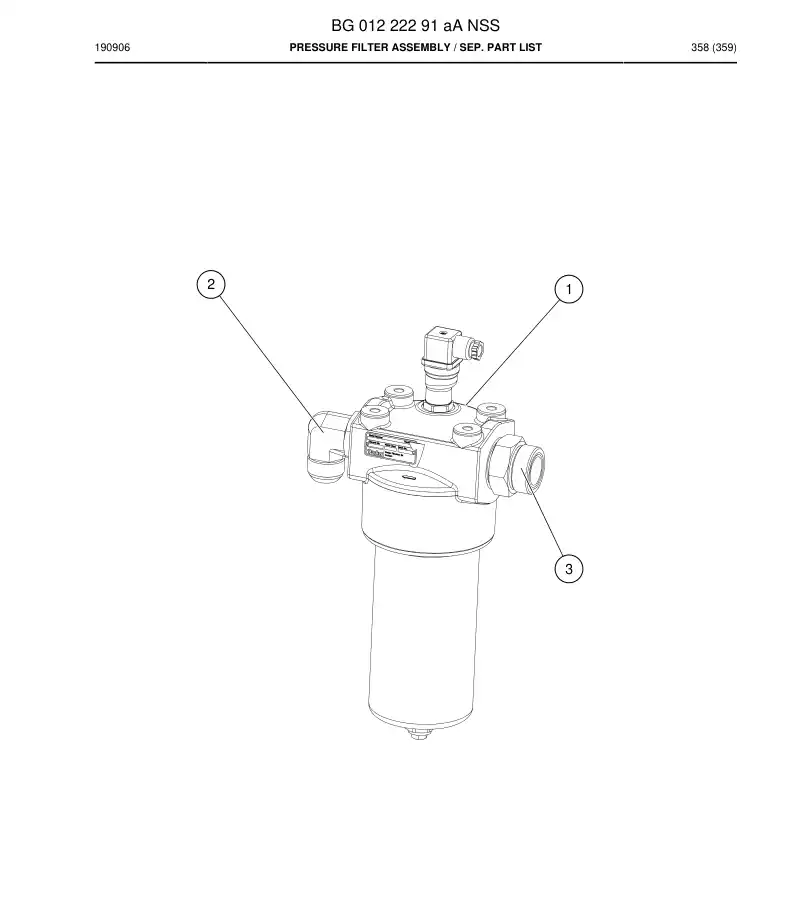 BG01222291a BG 012 222 91a Pressure Filter Assembly - Sandvik Technical Drawing