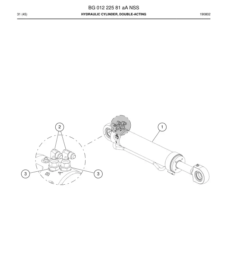 BG01222581a BG 012 225 81a Hydraulic Cylinder, Double-acting - Sandvik Technical Drawing