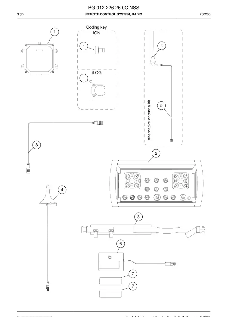 BG01222626b BG 012 226 26b Remote Control System, Radio - Sandvik Technical Drawing