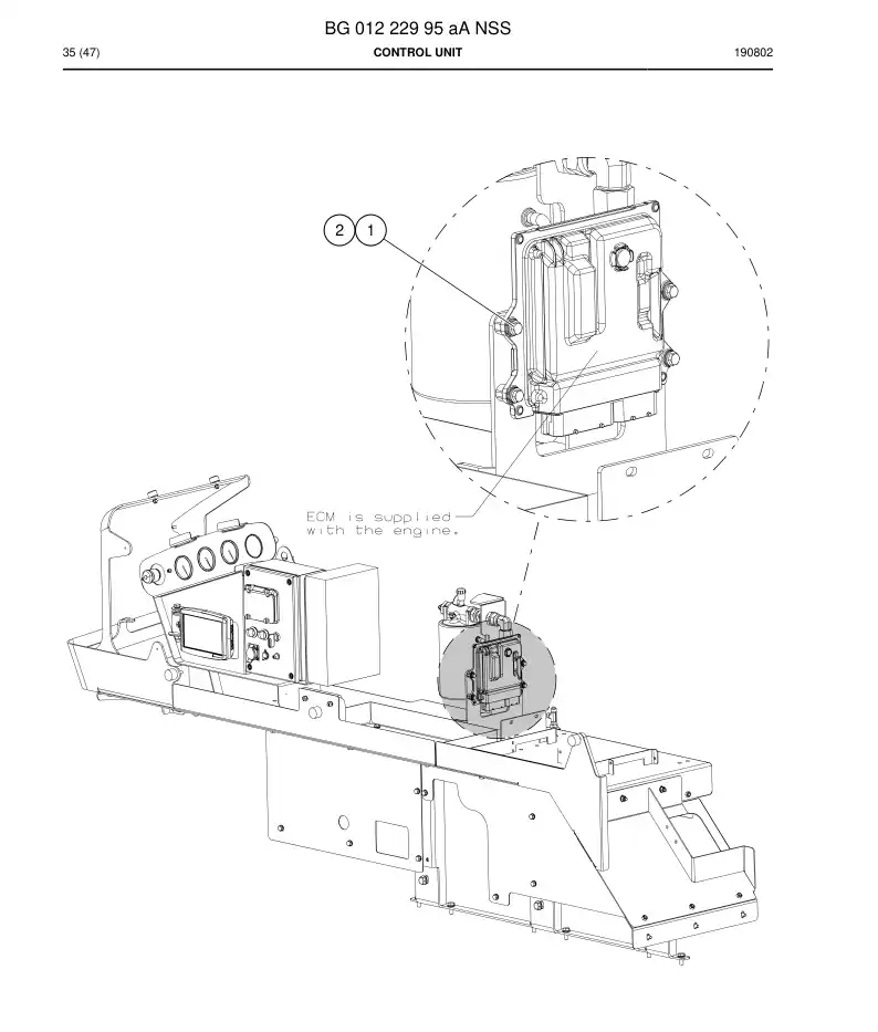 BG01222995a BG 012 229 95a Control Unit - Sandvik Technical Drawing