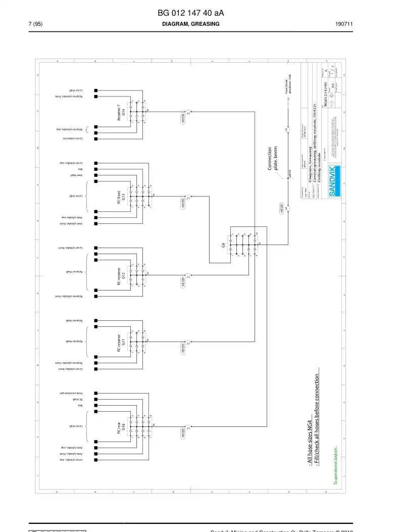 BG01223662a BG 012 236 62a Hosing Set - Sandvik Technical Drawing