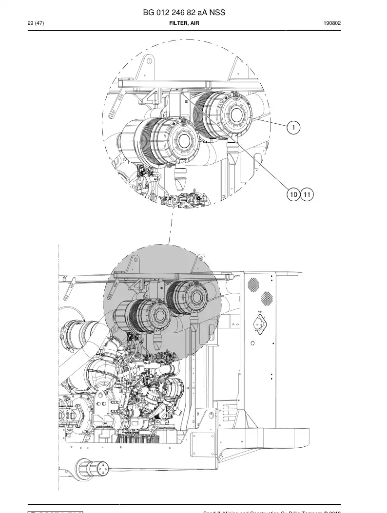 BG01224682a BG 012 246 82a Filter, Air - Sandvik Technical Drawing