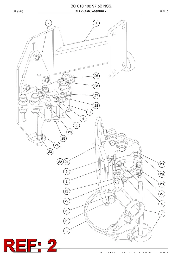 BG01226039a BG 012 260 39a Bulkhead - Sandvik Technical Drawing