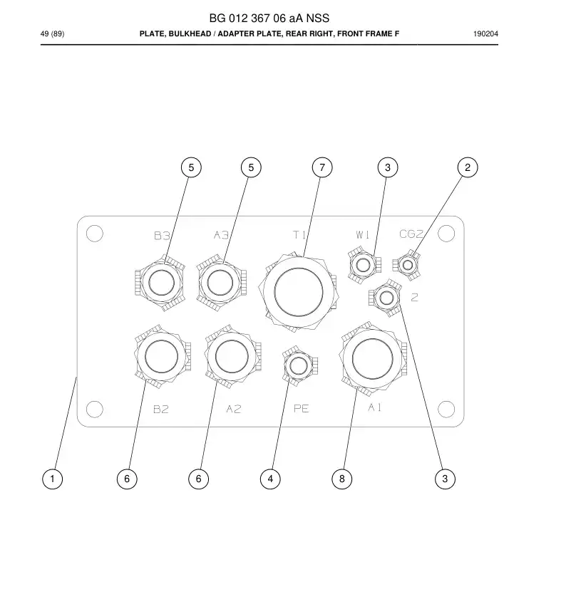 BG01236706a BG 012 367 06a PLATE, ANTEPARO - Sandvik Technical Drawing