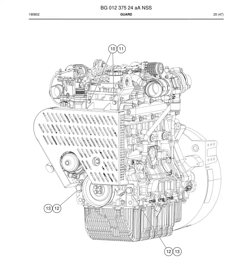 BG01237524a BG 012 375 24a Guard - Sandvik Technical Drawing