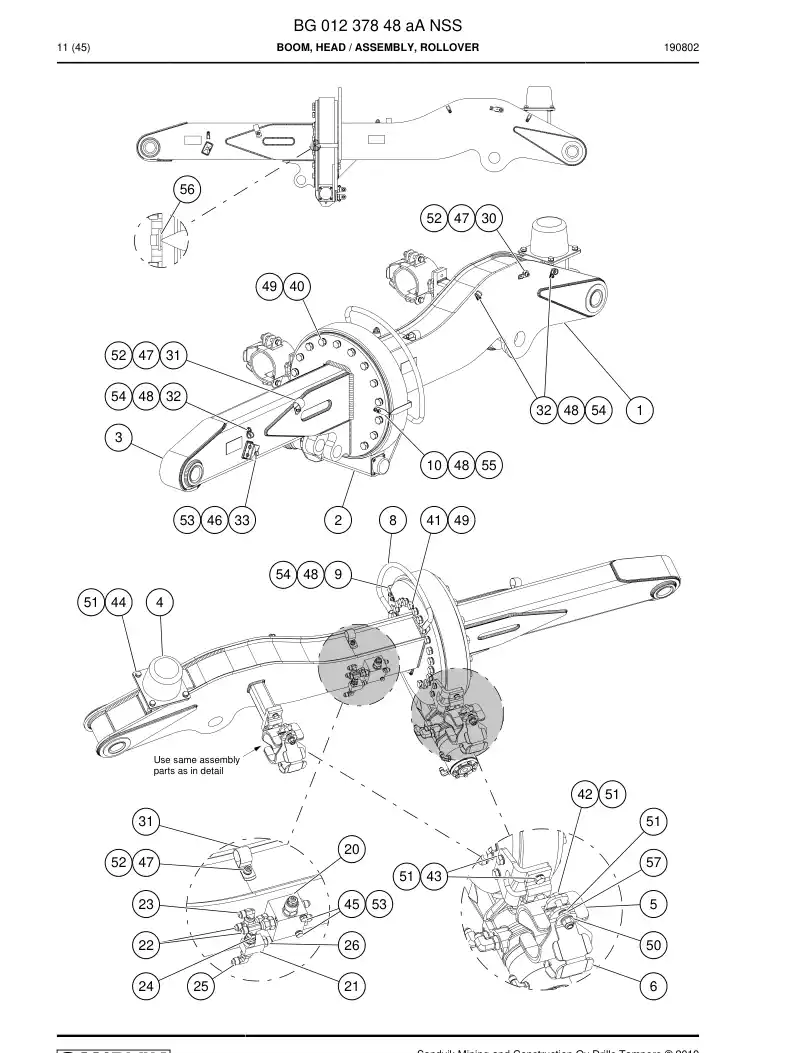 BG01237848a BG 012 378 48a Boom, Head - Sandvik Technical Drawing