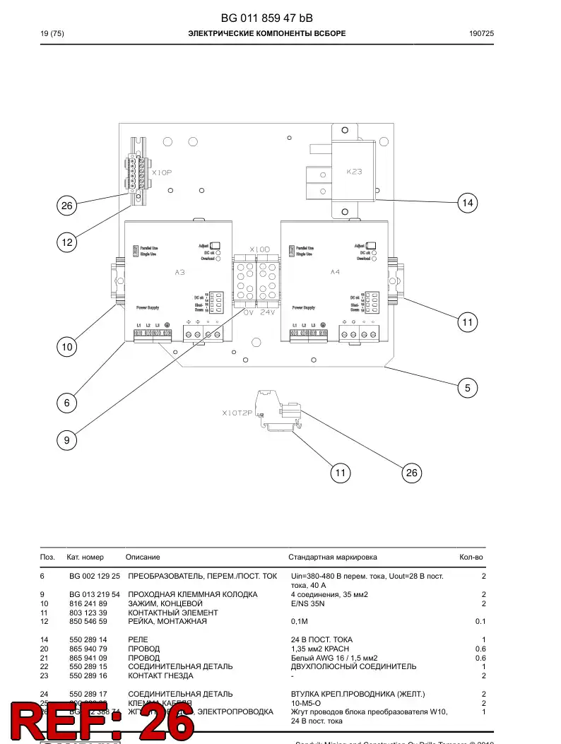 BG01238874a BG 012 388 74a Harness, Wiring - Sandvik Technical Drawing