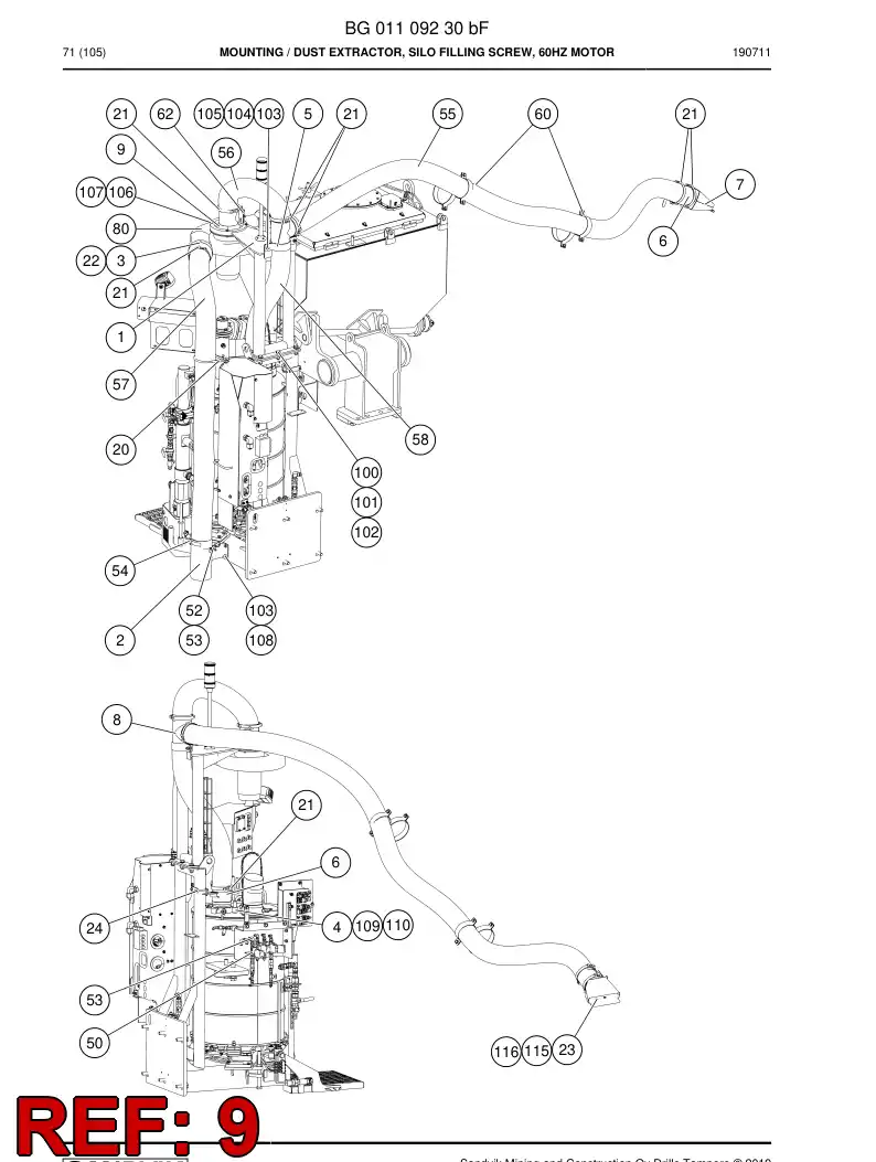 BG01239147a BG 012 391 47a Flange - Sandvik Technical Drawing