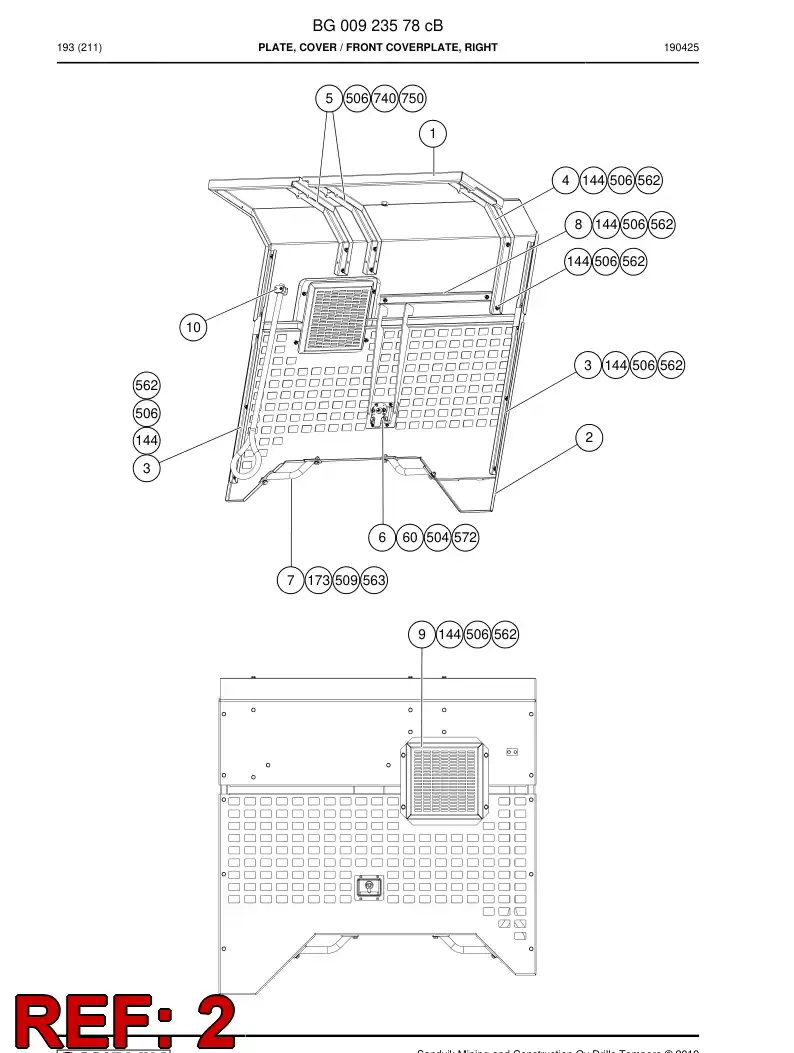 BG01239280a BG 012 392 80a Plate, Cover - Sandvik Technical Drawing