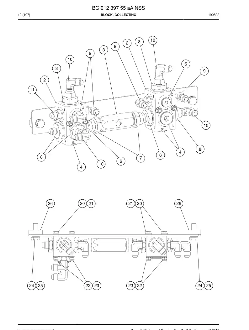BG01239755a BG 012 397 55a Block, Collecting - Sandvik Technical Drawing