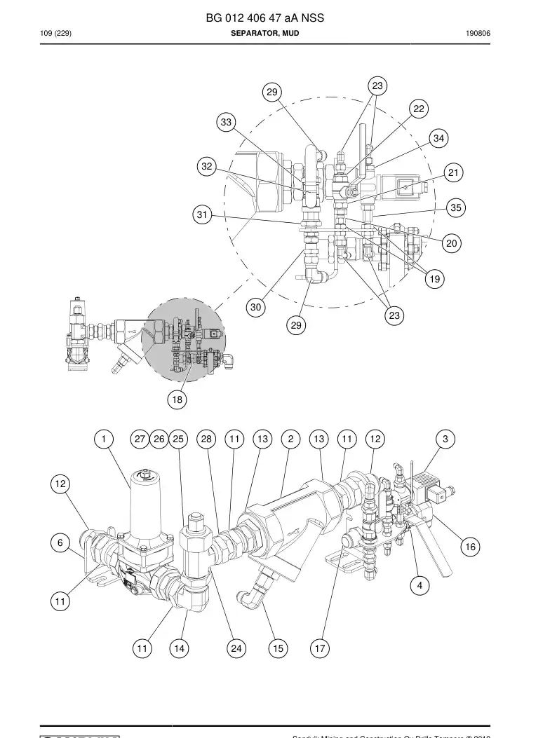 BG01240647a BG 012 406 47a Separator, Mud - Sandvik Technical Drawing