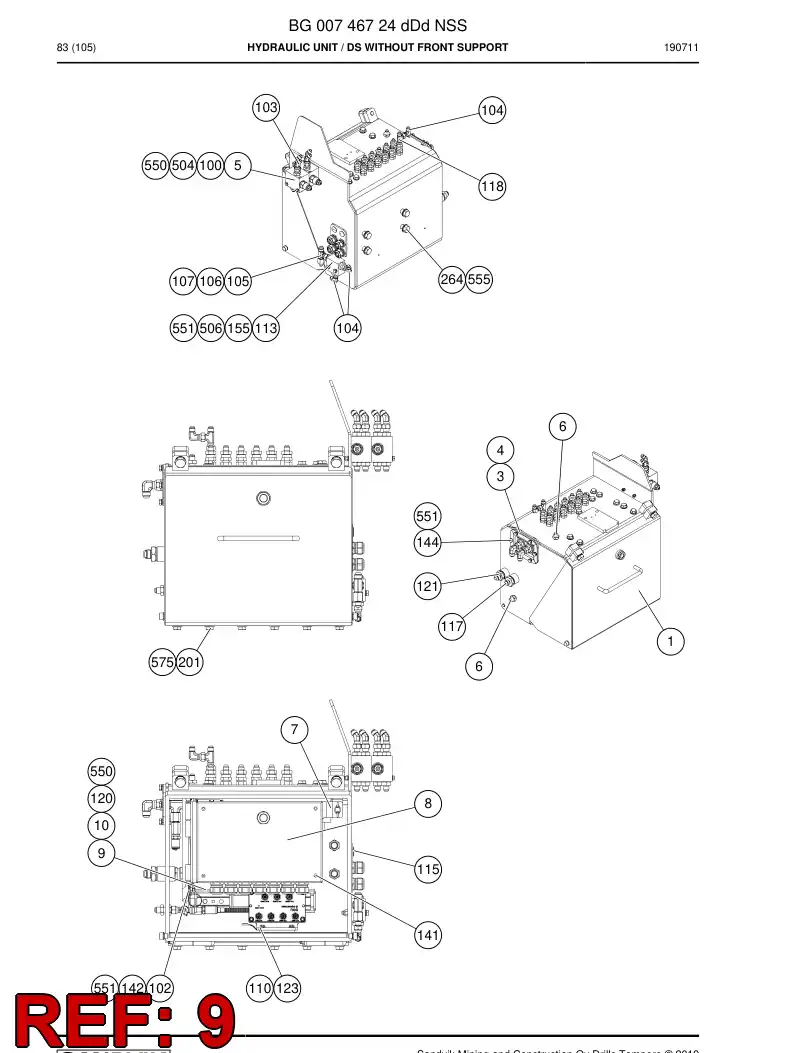 BG01241781a BG 012 417 81a Rack, Cable - Sandvik Technical Drawing