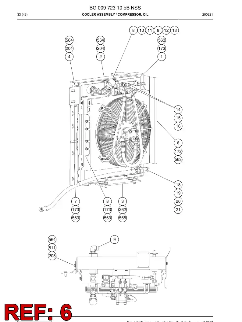 BG01246431a BG 012 464 31a Deflector, Air - Sandvik Technical Drawing