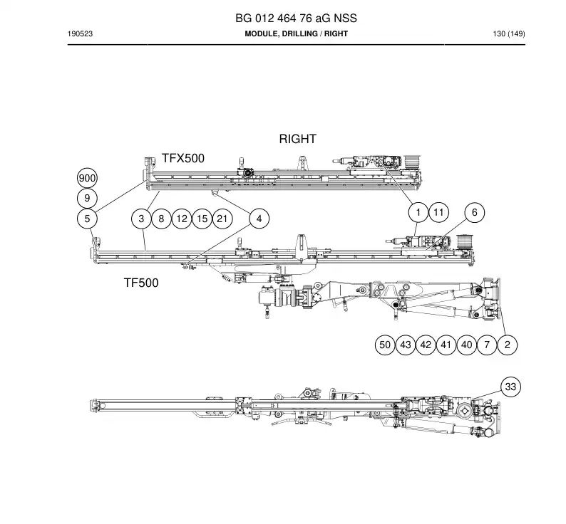 BG01246476a BG 012 464 76a Module, Drilling - Sandvik Technical Drawing