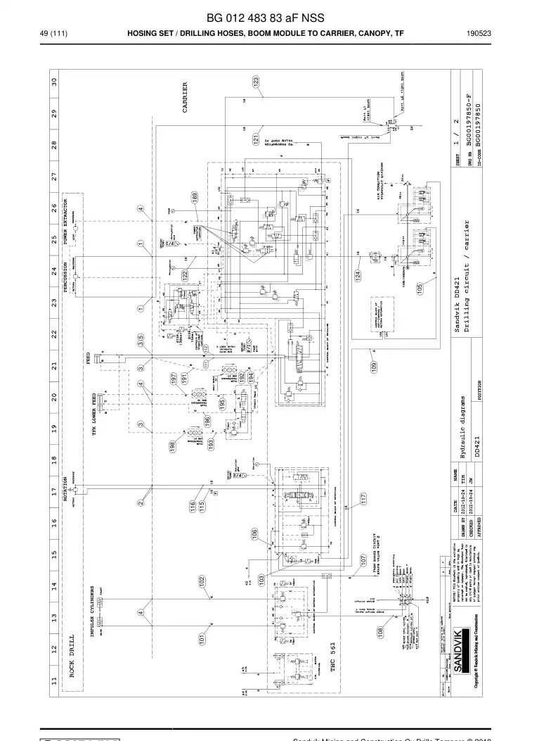 BG01248383a BG 012 483 83a Hosing Set - Sandvik Technical Drawing