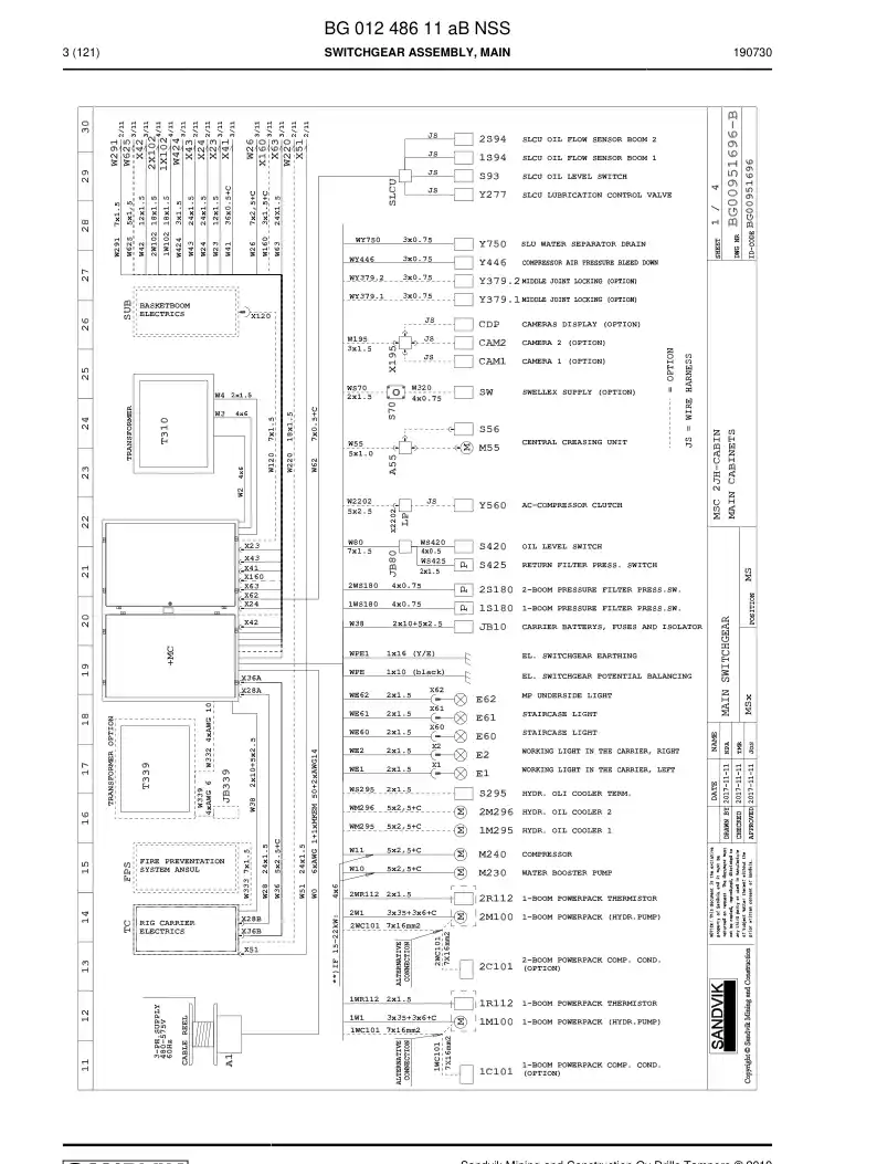 BG01248611a BG 012 486 11a Switchgear Assembly, Main - Sandvik Technical Drawing